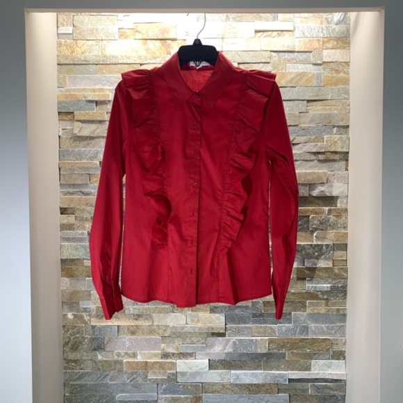 Socialite Ruffle Button Poplin Shirt - Picture 3 of 6